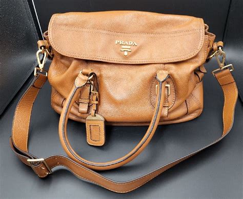 prada bauletto bag br3107 rame|Authentic and Near Mint PRADA BAULETTO Vitello Daino Camel .